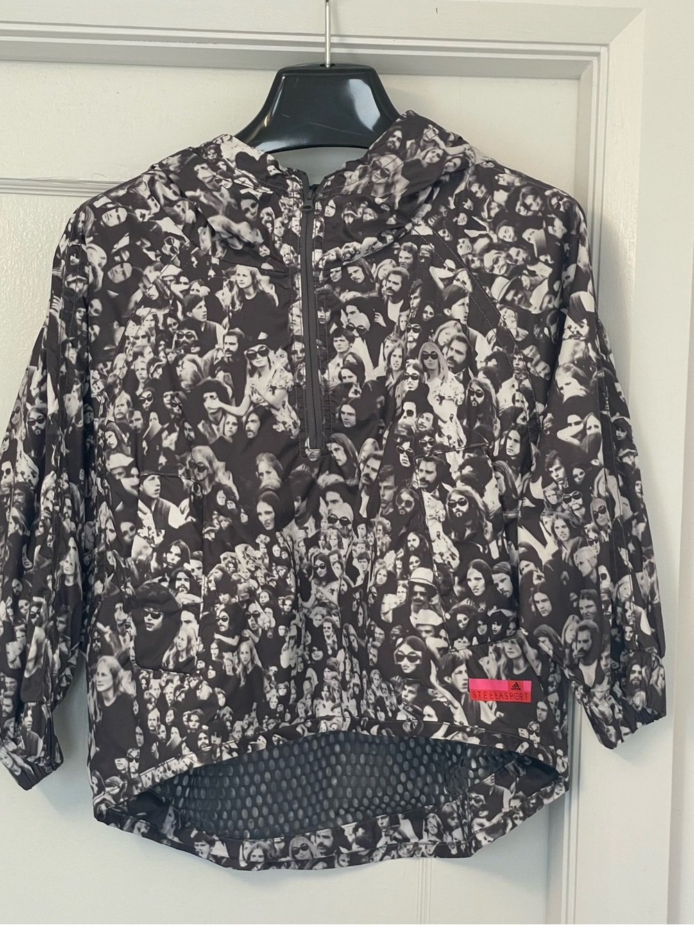 Stella McCartney/Adidas Black & White Graphic Crowd Print Windbreaker